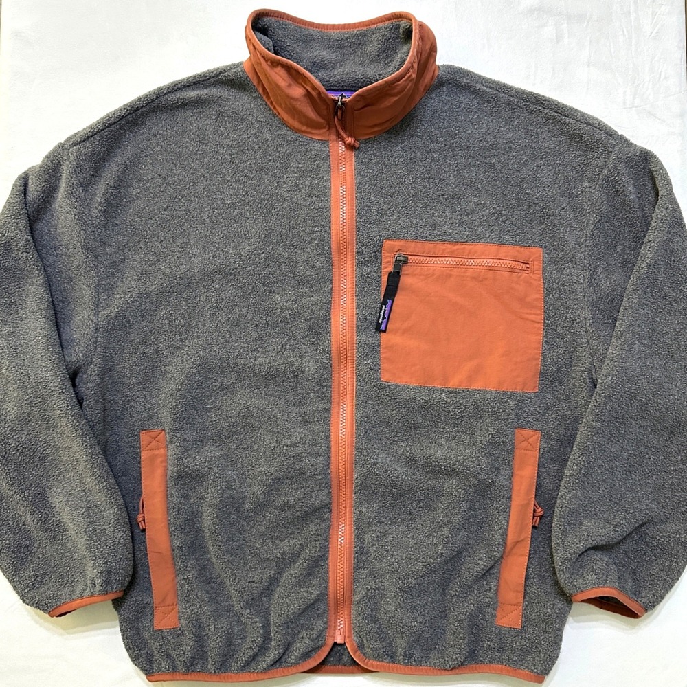 Patagonia Synchilla Full Zip Fleece Jacket L Relaxed Layering Gray Orange Gorp
